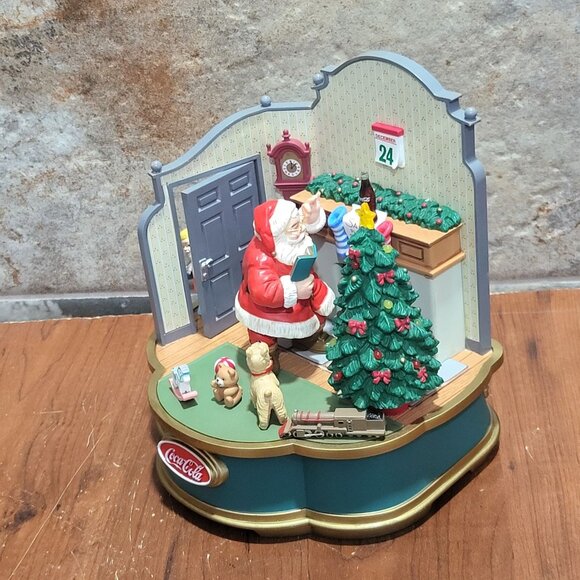 Coca Cola Musical Collection Santa Claus Music Box Lights Up 1993 - Picture 14 of 15